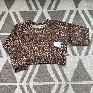 HP🏅Good American Leopard crewneck crop sweatshirt